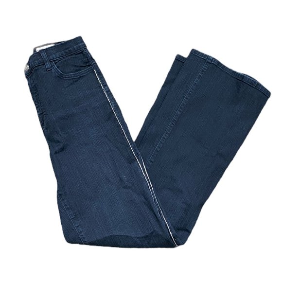 Womens Not Your Daughters Jeans Size 8 Dark Wash Flare Mid Rise Rhinestone NYDJ